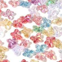 30pcs Mixed Color Transparent Acrylic Cut Surface Onion Powder Fantasy Color Butterfly Beads DIY Jewelry Making Keychain Mobile Phone Chain Mobile Phone Case Car Hanging Accessories Decoration Crafts - Multicolor - View 1