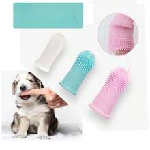 Pet Silicone Finger Toothbrush Set, Suitable For Dogs And Cats, Dental Care, Teeth Cleaning, 360° Dog Finger Toothbrush - Blue - View 2