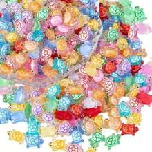 100 قطعة من الزخارف الفسفورية ثلاثية الأبعاد على شكل سلاحف البحر - ألوان زاهية ، زخارف بلاستيكية شبه شفافة ، مناسبة للأعمال اليدوية ، هدايا الحفلات ، وأحداث ذات موضوع الشاطئ - متعدد الألوان - مشاهدة 8