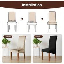 High Elasticity Detachable 6-Piece Chair Cover, Universal Type Suitable For Restaurant Kitchen Hotel Dining Chair Protection Cover - Paquete de 6 negro - Ver 5