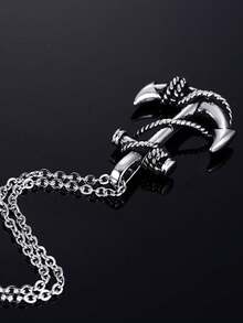 Dây chuyền mặt hình mỏ neo kiểu Âu & Mỹ - Thiết kế dây thừng mang phong cách hàng hải, trang sức lấy cảm hứng từ đại dương, phong cách hip-hop, phù hợp với thời trang đường phố và phong cách ven biển. - Xem 5