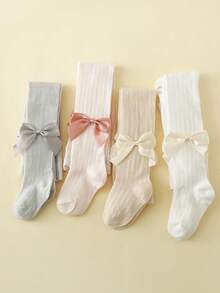 4 件裝女嬰網狀絲襪帶蝴蝶結細節適合夏季戶外活動 - 彩色 - 查看 6