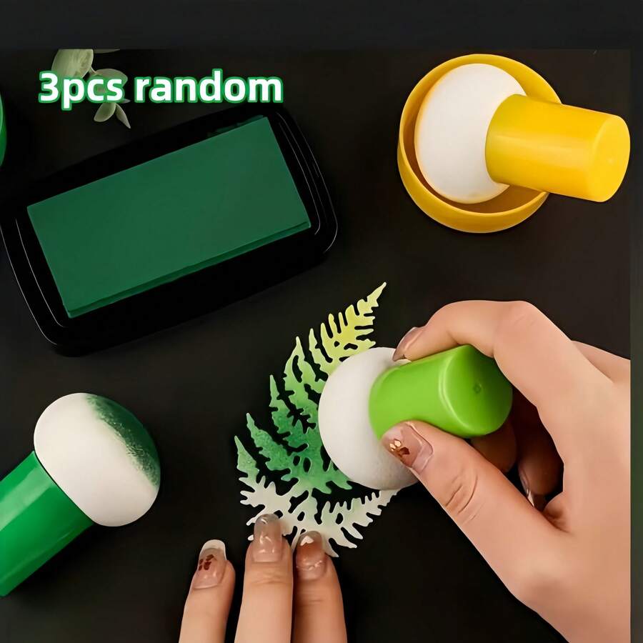 2pcs Sponge Applicators, Multi-Color Options, Gourd Handle, Suitable For Craft Making, Wet & Dry Use - Ink Daubers, Applicable For Scrapbooking, Card Making And Mixed Media Art, Back To School, School Supplies - Multicolor - View 1