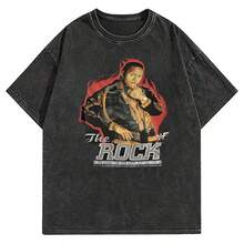 WWE The Rock Of All Ages T-Shirt Size XL, Dwayne The Rock Johnson Y2K, VERY GOOD - 黑色 - 查看 1