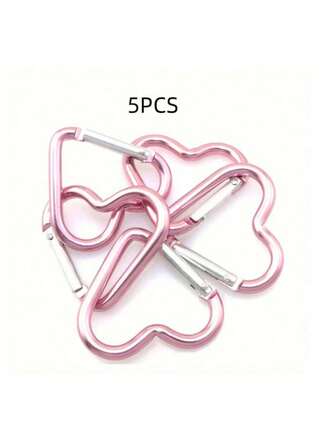 5个心形弹簧登山扣，铝合金材质，男女通用，适合户外攀岩、背包和日常佩戴，情人节汽车配件，可爱哥特风Y2K圣诞礼物，创意包包配件，挂绳，证件套，汽车装饰
