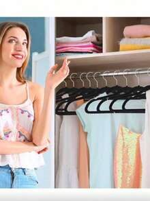 1/5/10/20pcs Velvet Clothing Hanger, Anti-Slip Non-Slip Hanger With Shoulder Slots, 360° Rotating Hook, Heavy-Duty Standard Hanger, Suitable For Coats, Shirts, Pants, Skirts, Suits, Saves Closet Space. - Multicolor - View 6