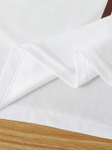 2pcs/Set Kids' Summer Short Sleeve T-Shirt & Shorts Outfit, Lightweight Printed Top & Bottoms, Suitable For Boys & Girls Aged 4-12 - White - View 6