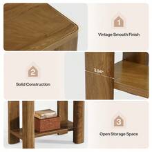 LITTLE TREE End Table, Side Table With Storage Shelf - Farmhouse Wooden Bedside Table, Small Narrow Accent Furniture For Living Room, Bedroom - màu nâu - Xem 4