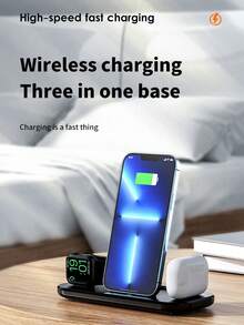 三合一无线快充，兼容 14 Pro Max/14 Pro/14 Plus/15/16/14/13/12/11/XS/XR/8/7/6、 系列，高效无线充电站 - 黑色 - 查看 4