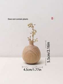 1pc Japanese Minimalist Wooden Flower Vase, Home Living Room Office Desk Decorative Art Vase, Tranquil Surprise, Ramadan Decor, Exquisite Gift, Mini Flower Vase - Multicolor - View 13