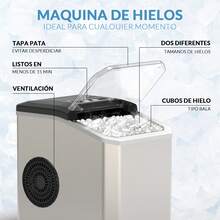 Mera House Maquina de hielo,1.3L maquina para Hacer Hielo Produce 33lb/24 h ,9 cubos en 6 minutos,Ultra Silencioso, Autolimpieza,Incluye Cesta y Cuchara,máquina de hielo para el hogar, la cocina, la oficina, el bar y la fiesta - Tipo de Enchufe A USA (110-127V) - Ver 11