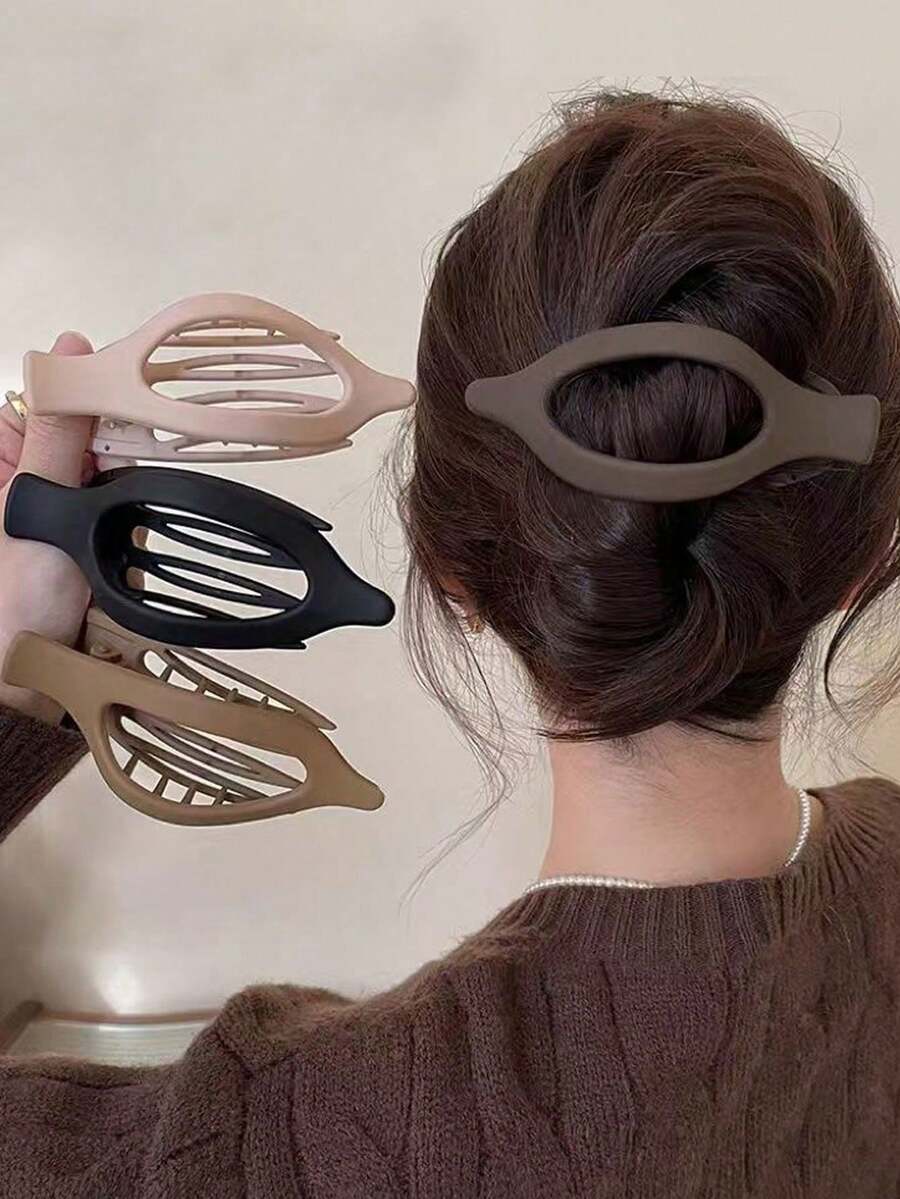 Women Flat Round Hair Clips , Non-Slip Hair Clips, Curved Design Vintage Simple Hair Accessories Clips, Claw Clips, Hair Claws, Clips For Hair, Hair Slide, Hair Barrettes, School Stuff Fashion Hair Clutch Elegant Hair Jaw Clip - Multicolor - View 1