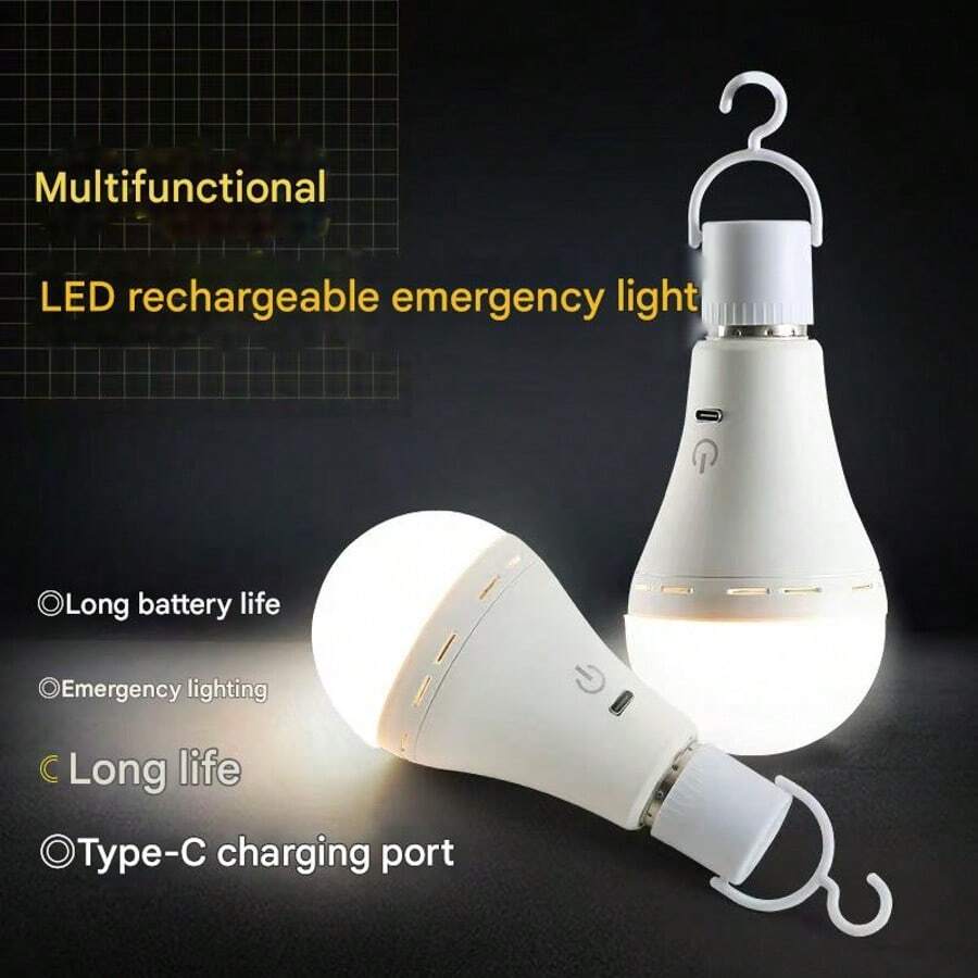 Cordless, Desk Lamp Light Bulb, Rechargeable, 3 Color Bulb LED Screw E27 Lamp, Suitable For Camping, Indoor Use, Etc. - Various - View 1