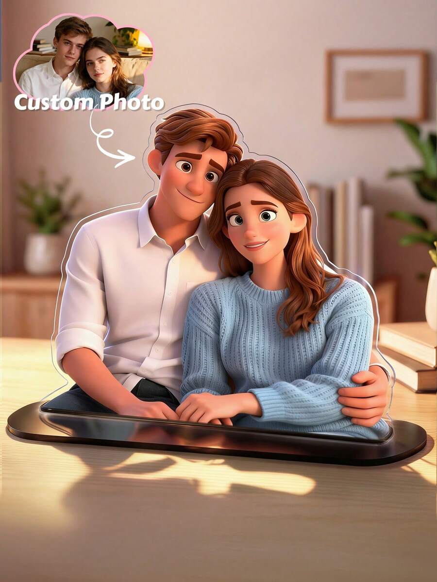1 tượng chân dung hoạt hình 3D tùy chỉnh, vật trang trí bàn làm việc cá nhân hóa dựa trên ảnh, quà tặng lãng mạn cho bạn trai/bạn gái, các cặp đôi, kỷ niệm, sinh nhật, tượng cặp đôi tùy chỉnh, nhân vật hoạt hình in 3D - Mẫu cặp đôi - Xem 1