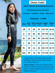 HISEA 1.5mm Thick Women's One-Piece Snorkeling Wetsuit; Adult Long Sleeve Warm Swimsuit; Jellyfish Protection Swimwear With Chest Pads - Black - View 9