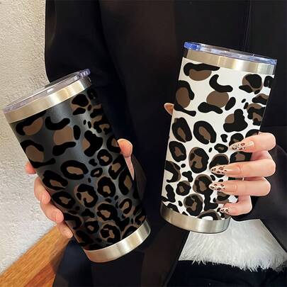 Snygg och unik - 1 st. 20oz rostfritt stål isolerad bilmugg, kaffemugg eller vardagsmugg. Har en leopardmönstrad design, utsökt och praktisk, lämplig för både varma och kalla drycker. Perfekt för kontor, hem och utomhusbruk. Perfekt för personligt bruk, eller som present, födelsedagspresent, julklapp eller alla hjärtans dag-present.
