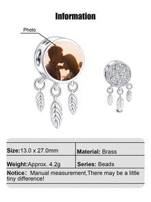 1件个性化照片手链吊坠，送给女性、母亲的礼物，照片项链吊坠，照片脚链吊坠，心形/圆形/方形珠子，送给女儿、女友、妻子、闺蜜的礼物 - 銀色 - 查看 12