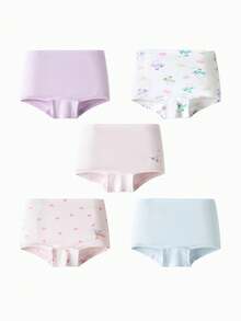 Balabala Girls Cotton Boxer Briefs A-Class, Antibacterial Soft Stretch Underwear, 5 Packs Breathable Tween Girl Shorts - Red and Blue Hues - View 1