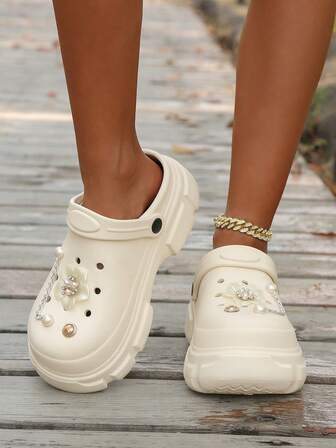 Zuecos de plataforma transpirables y con diseño hueco para mujer, aptos para el hogar, exteriores y todas las estaciones