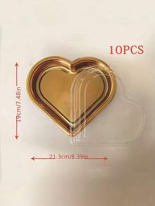 10Pcs Heart-Shaped Plastic Serving Trays With Lids - Multi-Purpose Large Capacity Snack Containers For Fruits, Sushi, Vegetables, Salads, And Cheese Boards - Transparent Design With Golden Rim - Perfect For Parties, Holidays, And Gift Giving - Multicolor - View 9