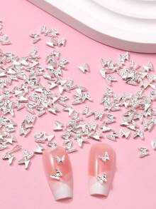 10pcs/30pcs/50pcs/Pack Silver Mini Butterfly Nail Art Stickers Nails - Multicolor - View 3