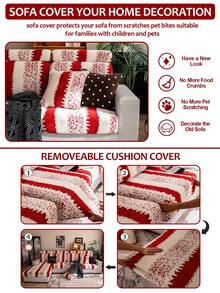 1 tấm bọc ghế sofa mùa đông co giãn bằng vải nhung, đệm sofa lông cừu mùa thu/đông mới, đệm chống trượt bọc toàn bộ, vỏ bọc cho sofa 1/2/3/4 chỗ ngồi trong phòng khách - Đỏ - Xem 6