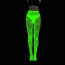 Five Styles Of Fluorescent European And American Pantyhose, Night Light Fishing Net Socks, Green Light Sexy Tattoo Lace Body Jacquard Lace Hollow Socks - Multicolor - View 5