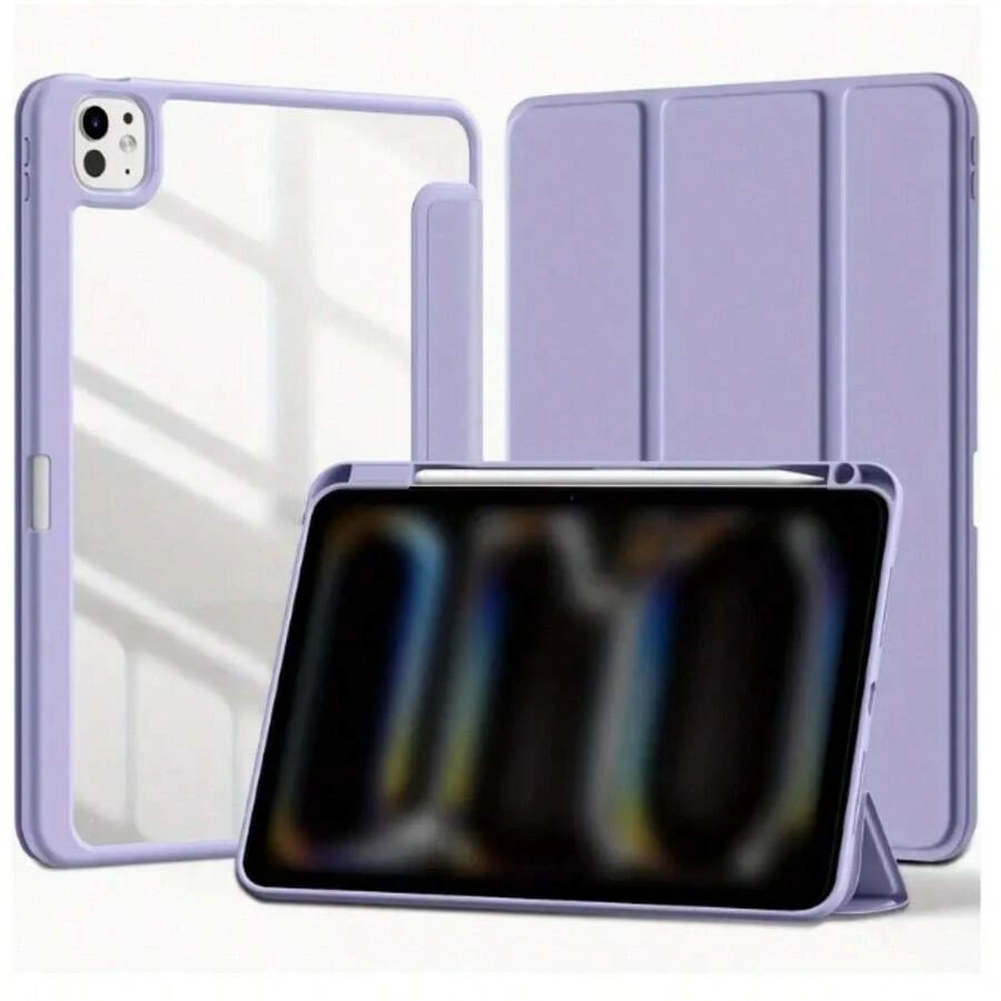 CJIAXIN Case For A16 2025 11-Inch Air, 13-Inch Air, M3 2025 7-Inch Mini, A17Pro 2024 11-Inch Air, 13-Inch Air, M2 2024 11-Inch Pro, 13-Inch Pro, M4 2024 12.9-Inch Pro, 7/8/9th Gen 10.2-Inch, 10th Gen 10.9-Inch, Air 4/5th Gen 10.9-Inch, Pro 11th Gen 4/5/6th Gen, Mini 6 Soft Edge Protective Slim Transparent Cover With Pencil Holder And Multi-Angle Folding Stand