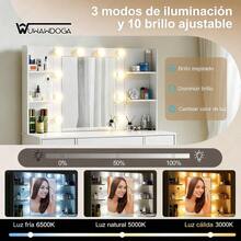 Tocador Moderno y Minimalista con 7 Cajones y 4 Estantes, Ideal para Salón y Vestidor - Blanco - Ver 5