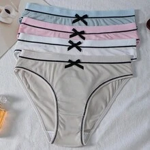 4 piezas/paquete Bragas cómodas y acanaladas para mujer - Multicolor - Ver 10