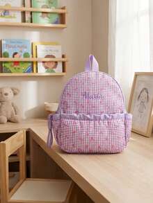 1pc Customized Bow Print Cute Backpack, Casual Multifunctional Travel Backpack Can Be Embroidered With Name/Letter, Suitable As Gift For Children, Teenagers, Back To School, Children's Day - Multicolor - View 6