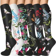 6 Pairs Compression Socks For Women Men 20-30hg Graduated Support Knee High Socks For Nurse Travel Flight,36065343 - màu đen - Xem 1