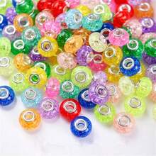 50/100 件硅胶大孔珠 - 各种裂纹亚克力隔珠，适用于 DIY 手链、项链、钥匙扣 - 耐用珠宝制作用品 - 彩色 - 查看 3