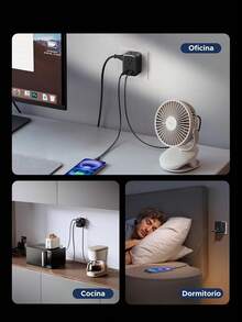 8 en 1 Regleta Multicontacto Pared, Conector Multiple Enchufe con 4 Salidas CA (3 Pin) y 4 USB (USB C 20W), Protector de Sobretensión, Tipo B Extension Electrica Compacta para Viaje a US CA MX - negro - Ver 6