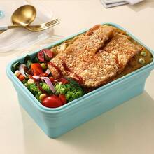 4pcs/Set 350/500/800/1200ml Creative Silicone Collapsible Bento Boxes, Macaron Colors Outdoor Travel Picnic Thermal Lunch Box, Kitchen Foldable Container Set - Multicolor - View 6