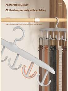 粉色、白色和灰色12钩旋转衣架 - 多功能衣柜收纳架，节省空间的旋转挂钩，适用于悬挂衣物 - 白色 - 查看 6
