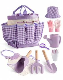 ROBUD Kids Gardening Set – A Complete Children's Gardening Tool Set Including An Apron, Hat, Watering Can, And Plant Journal, Perfect For Outdoor Learning Toys And Gifts For Children Aged 3 And Up - Purple - View 13