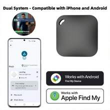[MFI Certification] Dual System Intelligent GPS Tracker Compatible With IOS And Android Systems Key Pet Car Loss Tracker MFI Certification Intelligent Compatibility Apple Find My APP For Apple Device System Intelligent Tag Finder Women's Gift Creative Festival Gift Mini Tracker - 黑色 - 查看 2