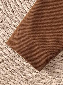 Young Boy Casual Corduroy Long Sleeve Shacket, Khaki - Khaki - View 7