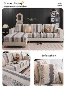 1 tấm bọc ghế sofa mùa đông co giãn bằng vải nhung, đệm sofa mùa thu/đông mới, đệm chống trượt bọc toàn bộ, có mũ vải, phù hợp cho ghế sofa 1/2/3/4 chỗ ngồi - Xám - Xem 7