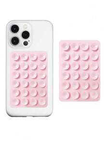 1pc Pink Silicone Suction Cup Phone Grip, Silicone Adhesive Suction Cup Phone Holder, Anti-Slip Sticky Phone Handle, Suitable For Selfie And Video Strong Grip Stand Compatible With IPhone, Android Phone, Gift For Birthday, Family, Friends Gifts Birthday Bathroom Phone Stand Phone Accessories Sticky Stand