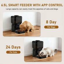 Comedero inteligente para mascotas de 6.5L, comedero automático para gatos con cámara HD, audio bidireccional, visión nocturna, para comida seca con control de porciones programable, doble fuente de alimentación, fácil de limpiar - 6,5 litros - Ver 7