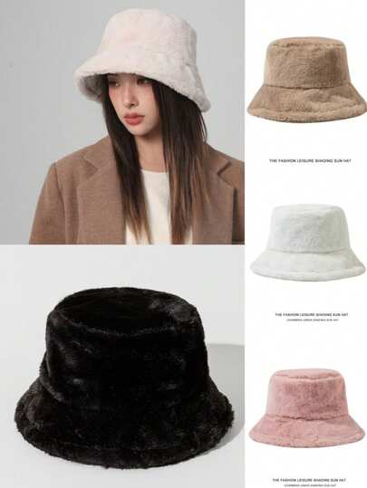 1顶高品质女士光滑柔软纯色仿毛皮渔夫帽，舒适保暖，适合秋冬季户外活动和休闲穿着，男女通用设计，适合日常佩戴和圣诞节/新年礼物，可调节尺寸，适合小头围，适合度假装扮。