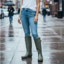High Rain Boots With Decorative Buckle Holiday Buckle - 橄欖綠 - 查看 2