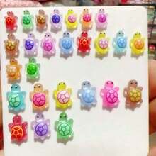 100 قطعة من الزخارف الفسفورية ثلاثية الأبعاد على شكل سلاحف البحر - ألوان زاهية ، زخارف بلاستيكية شبه شفافة ، مناسبة للأعمال اليدوية ، هدايا الحفلات ، وأحداث ذات موضوع الشاطئ - متعدد الألوان - مشاهدة 5