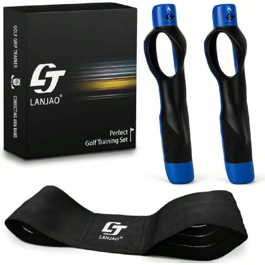 Golf Grip Trainer 2 Pack With Swing Correcting Arm Band, Golf Training Aid, Golf Grip Kit,Grip Trainer Golf Club To Help Train Correct Hand Position,36293937 - Navy Blue - View 1