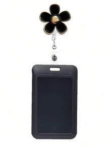 1pc Retractable Badge Reel With Flower Design, Durable ID Card Holder, English Lettering, Other Material, With Ideal Gift For Nurses, Ladies, Colleagues - one-size - View 7