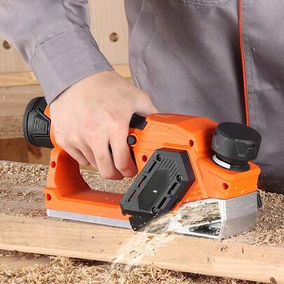 Cordless Handheld Planer, 2-1/5-Inch Cut Width, 14500 RPM Electric Hand Wood Planer With 2 Ah 12V Lithium Battery, Brushless Motor, Adjustable Cut Depth, 2 Blades, For Woodworking Wood Chamfer