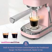 Laekerrt Máquina de café exprés profesional de 20 bares con espumador de leche casera de acero inoxidable para capuchino y café con leche regalo para mujeres esposa hija o mamá color rosa - Tipo de Enchufe A USA (110-127V) - Ver 4