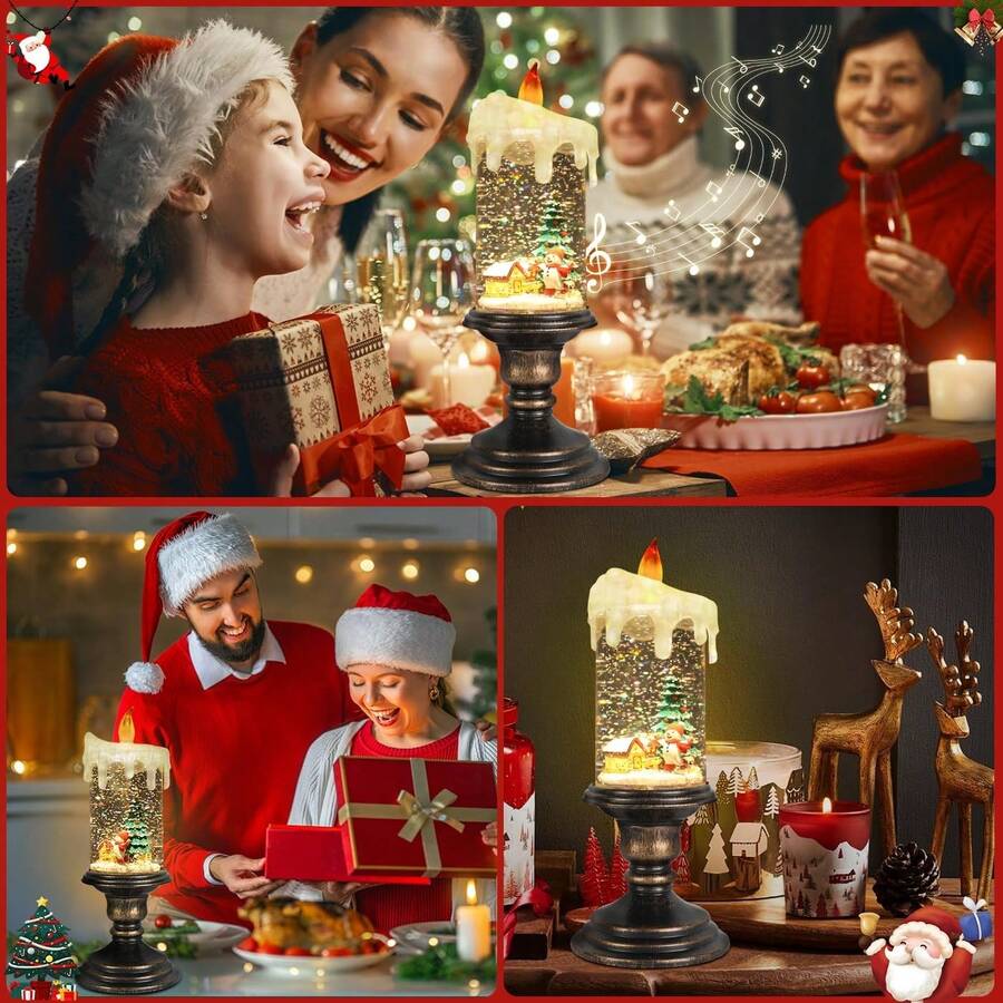 Brillante lámpara deúsica de Vela de Agua,Luces de Velas navideñas sin Llamas USB with 8 Canciones,se Puede Utilizar como decoración del hogar para Fiestas navideñas - 1 - Ver 1